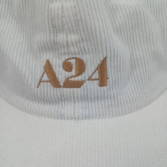 A24 Films LLC Embroidered Logo White Corduroy Baseball Cap Hat Adjustable